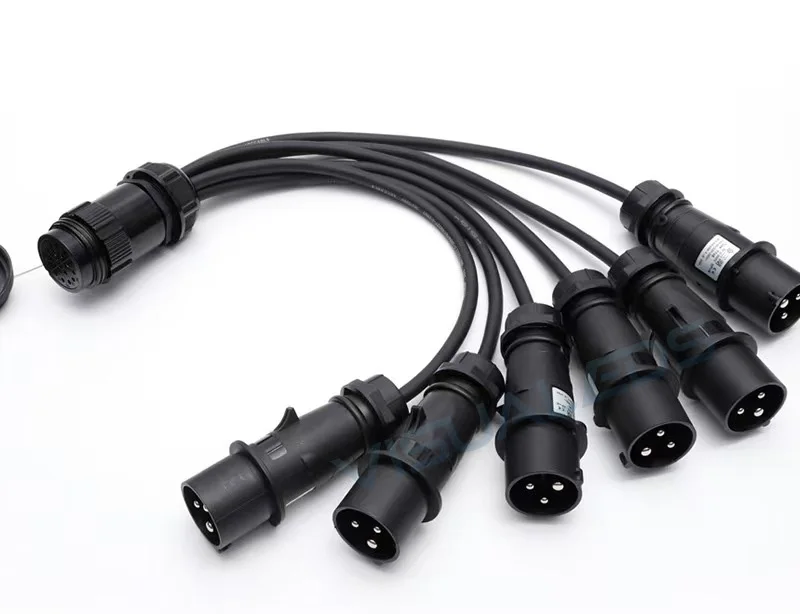 Distributor 19pin to 6*16A female connector 6 way SOCAPEX power cable 13AWG 1Meters for stage light